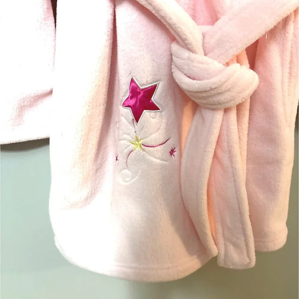 Pink Sonoma Life + Style Intimates Fleece Robe With Star Embroidery & Belted Wai - Picture 3 of 9